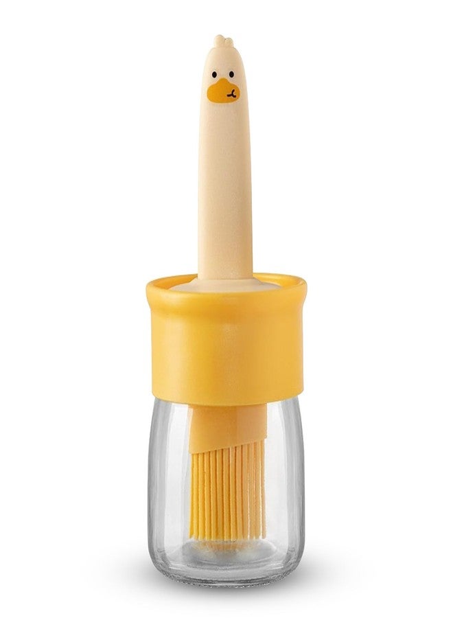 AADHIK Oil Dispenser Bottle with Silicone Brush 200ML - Leakproof Transparent Jar for Cooking, Baking, BBQ | Versatile Oil Container with Brush for Oil (Yellow) - Image 1